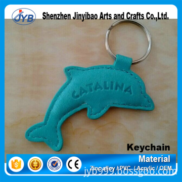 Wholesale cheap leather animal dolphin shape pu keychain for sale